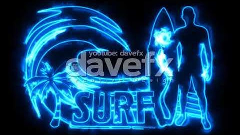 DAVE FX - Blue Burning Neon Surf Animation Background Backdrop