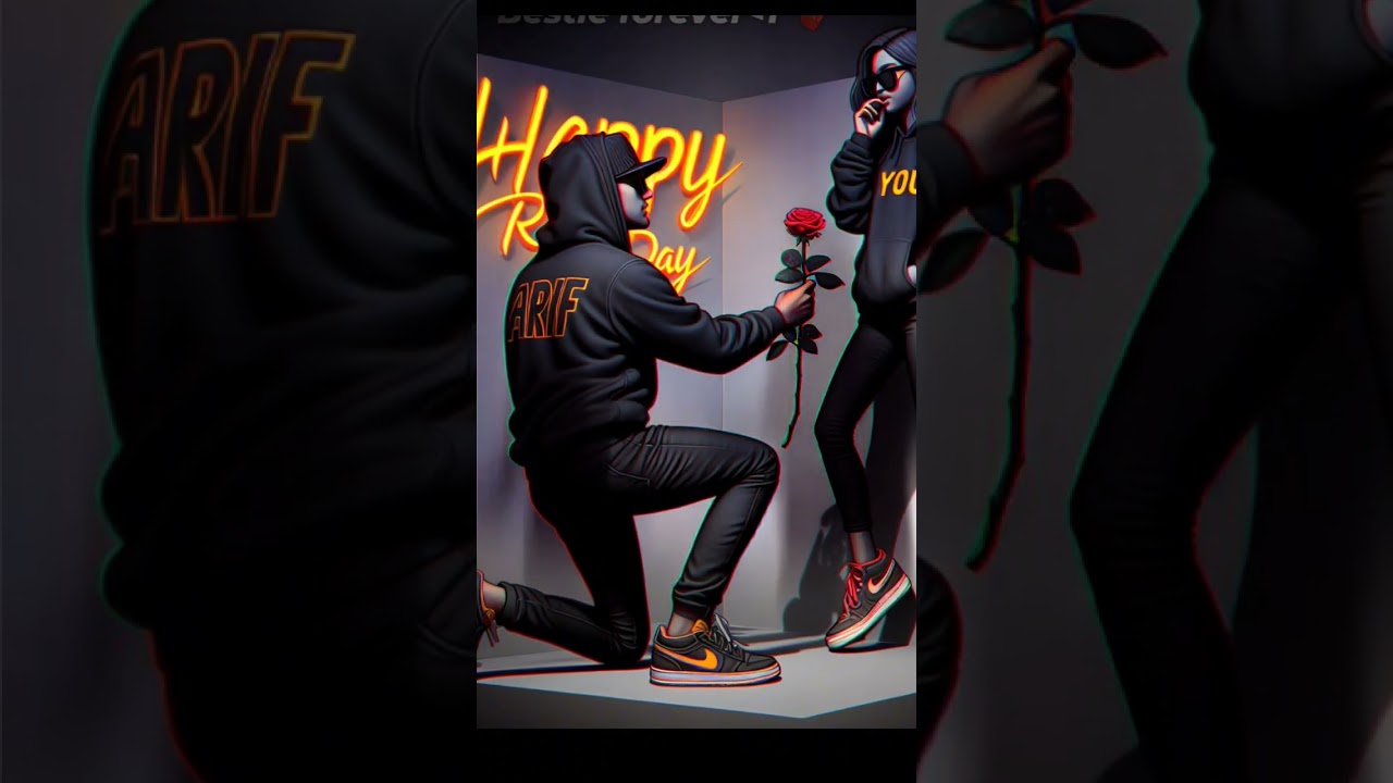 create 3d  “Happy Rose Day” 