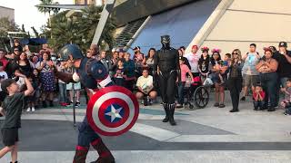 Avengers Campus Black Widow, Cap, Black Panther, Dora Milaje & Loki play charades DisneyCA 6/16/22