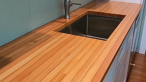 Butcher Block Counter Top Made From Reclaimed Wood.