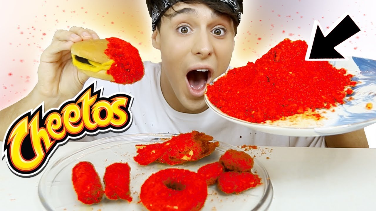 Covering FAST FOOD ITEMS in HOT CHEETOS!!! | Raphael Gomes