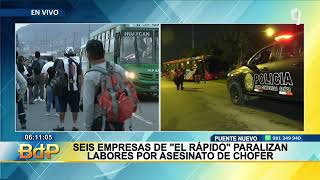 El Rápido, ETUPSA y Huáscar paralizan servicio tras asesinato de chofer (1/2)