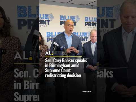 Sen. Cory Booker speaks in Birmingham amid Supreme Court redistricting decision