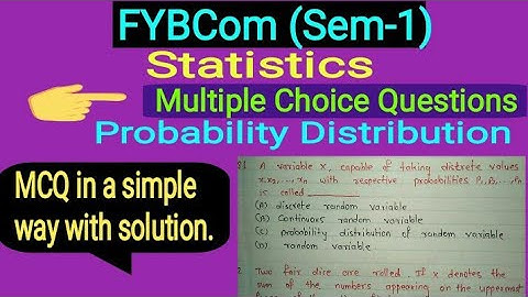 #6 MCQ | Probability Distribution | Statistics | FYBCom (Sem-1) by Ramesh Sir