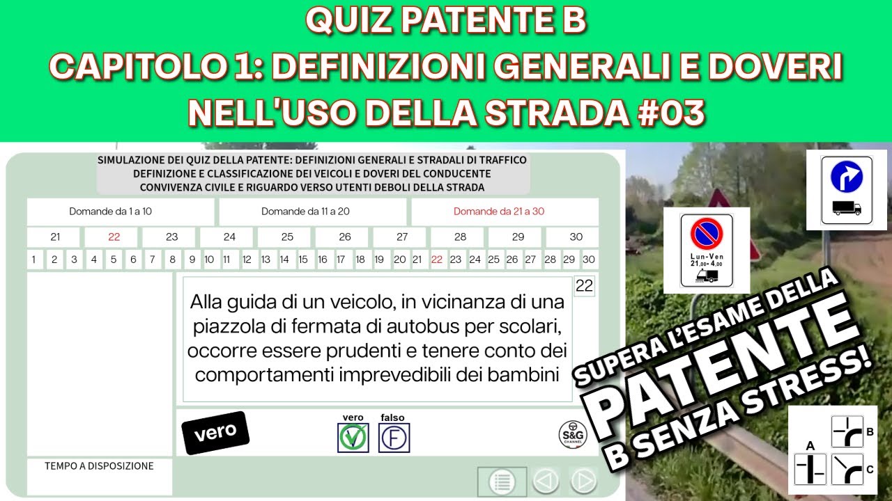 Quiz Patente B - Capitolo 1: Definizioni Generali e Doveri nell'Uso della Strada #03