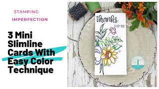 Stretch Your Stash: 3 Mini Slimline Cards With Easy Color Technique