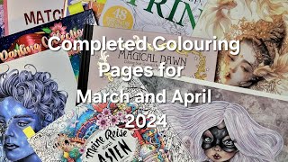 Completed Colouring Pages for March and April 2024