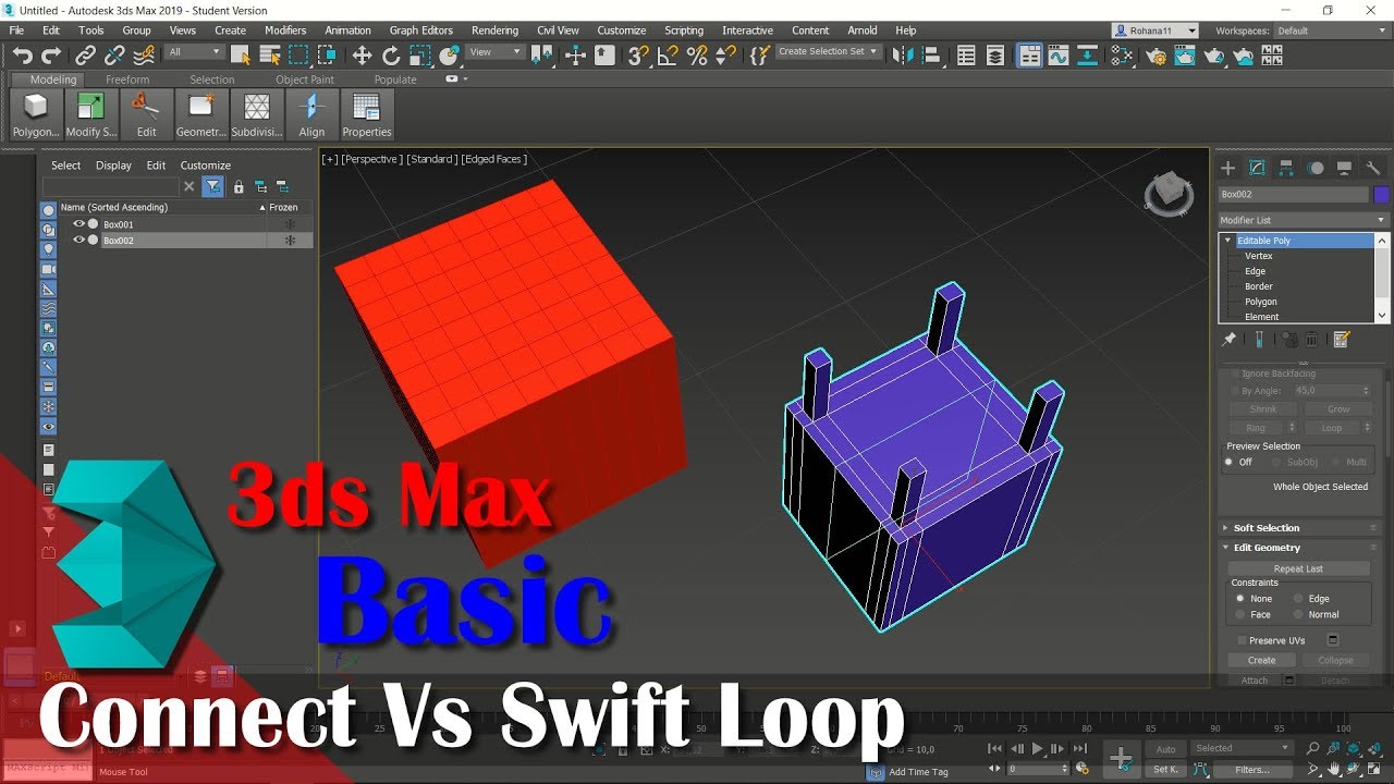 2 Options Create Edge Loop With Connect Swift Loop In 3ds Max - YouTube