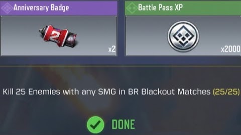 Call Of Duty Mobile Kill 25 Enemies with any SMG in BR Blackout Matches Task Complete