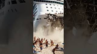 Out of Control Cruise Ship Ramps Onto the Dock! #ship #shorts