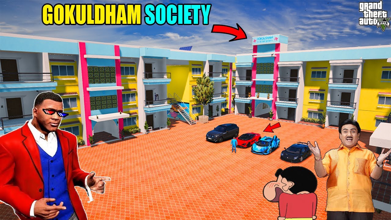 FRANKLIN & SHINCHAN GOING TO GOKULDHAM SOCIETY IN GTA5 || Varun the gamer