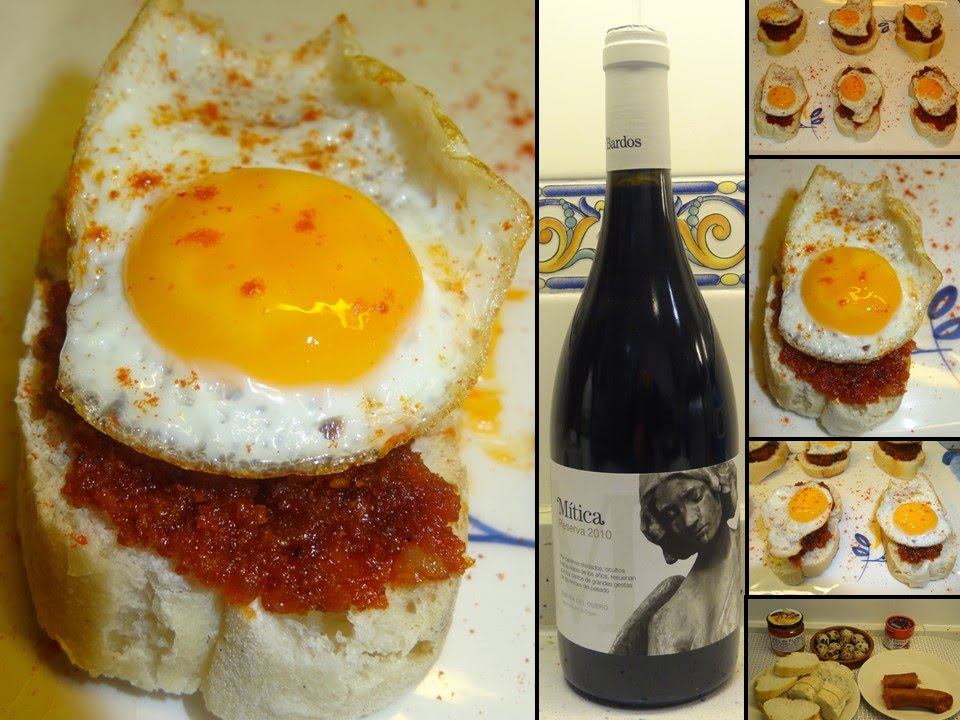 MONTADITOS DE SOBRASADA, MIEL Y HUEVOS DE CODORNIZ