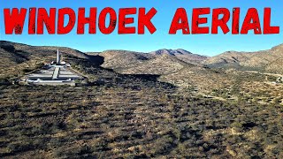 Aerial video of landscape & railway line south of Windhoek near Valhala, Namibia
