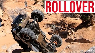 Jeep Rollover on High Dive (Behind The Rocks Trail) in Moab, Utah