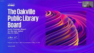 Oakville Public Library Board meeting of May 16, 2024 at 7 p.m.