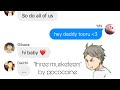 Haikyuu!! Texts | Suga x Y/N | Three Musketeers Lyric Prank ft. Oikawa