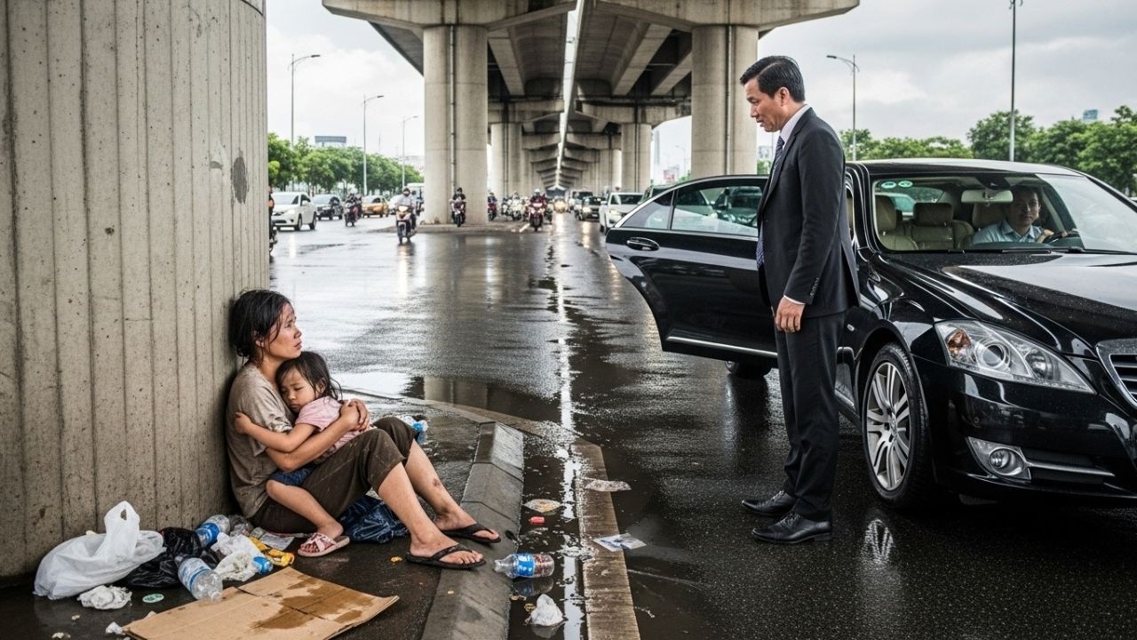 Sau 5 năm xa nhà, tỷ phú trở về và sững sờ thấy vợ cũ, con gái ngủ dưới gầm cầu.