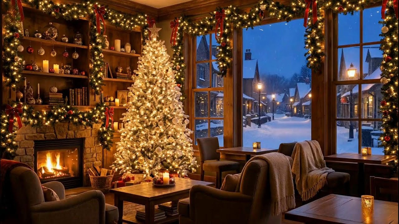 “Romantic Holiday Jazz — Crackling Fireplace & Cozy Winter Moments”