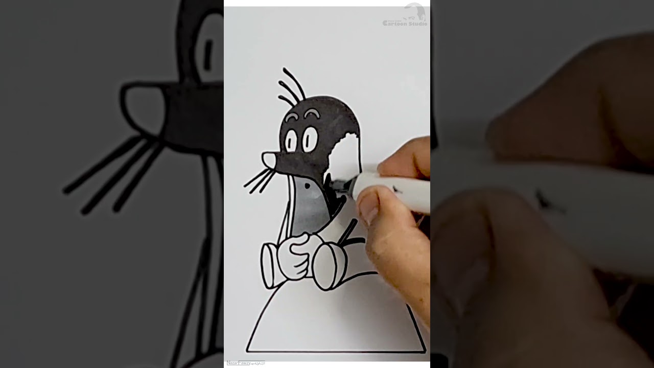 Drawing The Mole Krtek from Little Mole TV series 1957 
