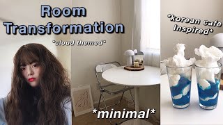 EXTREME ROOM TRANSFORMATION + ROOM TOUR (turning my room into a Korean Cafe) ️ Cloud Cafe ️