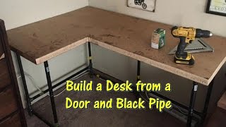 Build a Desk Using an Old Door and Black Pipe by @GettinJunkDone Cheap, easy, and strong. Thanks for watching! Now go Get Some Junk Done! http://www.gettinjunkdone.com Please comment, ...
