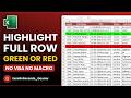 Sirf 1 Click — Poori Row GREEN ya RED! Excel Conditional Formatting+Dropdown #shortstory #microsoft