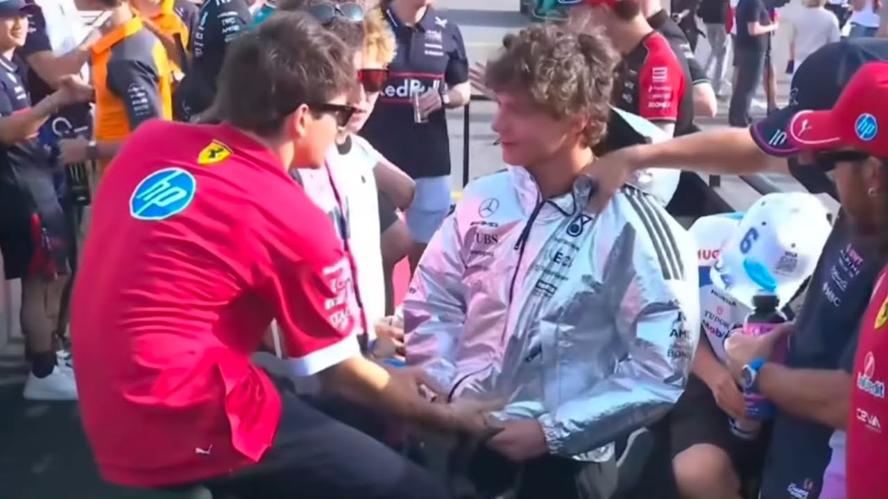 F1 Drivers make fun of Kimi Antonelli’s new jacket😅| Carlando chilling in Drivers Parade
