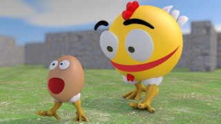 Pacman vs Egg 🥚🐣🐤 & Food🍕(Oreo, M&M, Pizza, Mentos)