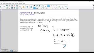 Help with CodingBat Recursion sumDigits
