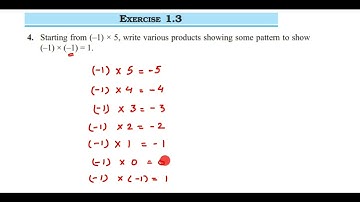 Starting from (-1) × 5, write various products showing some pattern to show (-1) × (-1) =1.4q ex 1.3