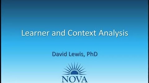 Learner and Context Analysis