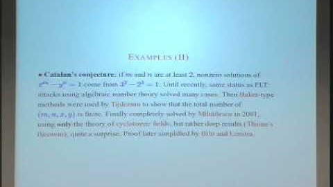Explicit methods for solving Diophantine equations (Henri Cohen) 1-5