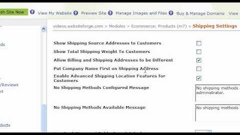 Ecommerce Shipping Settings - Websiteforge Ecommerce Website