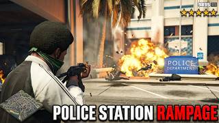 GTA 5 - Store Robbery & Rockford Hills Police Station Rampage   Ten Star Escape