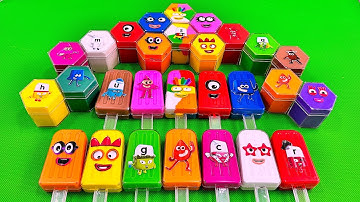 Cleaning Numberblocks in Ice Cream, Hexagon Shapes with CLAY Coloring! Satisfying ASMR Videos