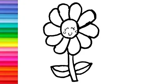 How to Draw a Cute Rainbow Flower Simple &  Easy for Kids