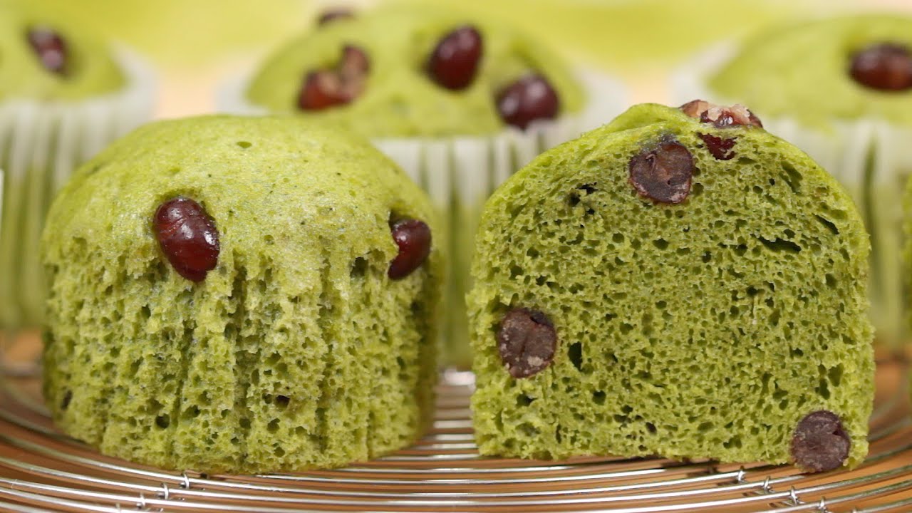 Matcha Mushipan (Steamed Green Tea Cake Recipe) | Cooking with Dog