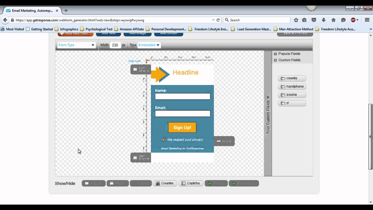 Getresponse - How to create a web form - YouTube