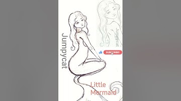 Little mermaid quick Short speed Sketch in Procreate and finished line art ArtRage on Android.