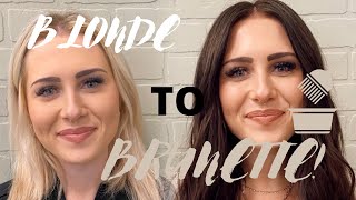 HOW TO TAKE A BLONDE TO BRUNETTE! STEP BY STEP HAIR TUTORIAL