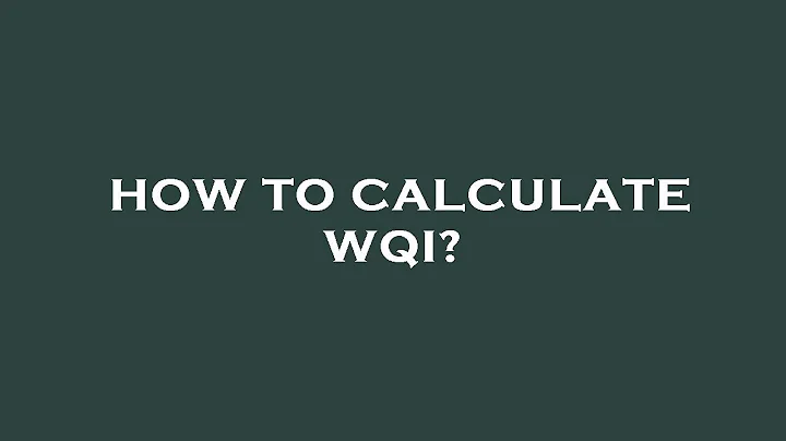 How to calculate wqi?