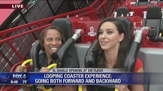 Hanna Battah test rides the world's largest loop coaster El Diablo at Six Flags