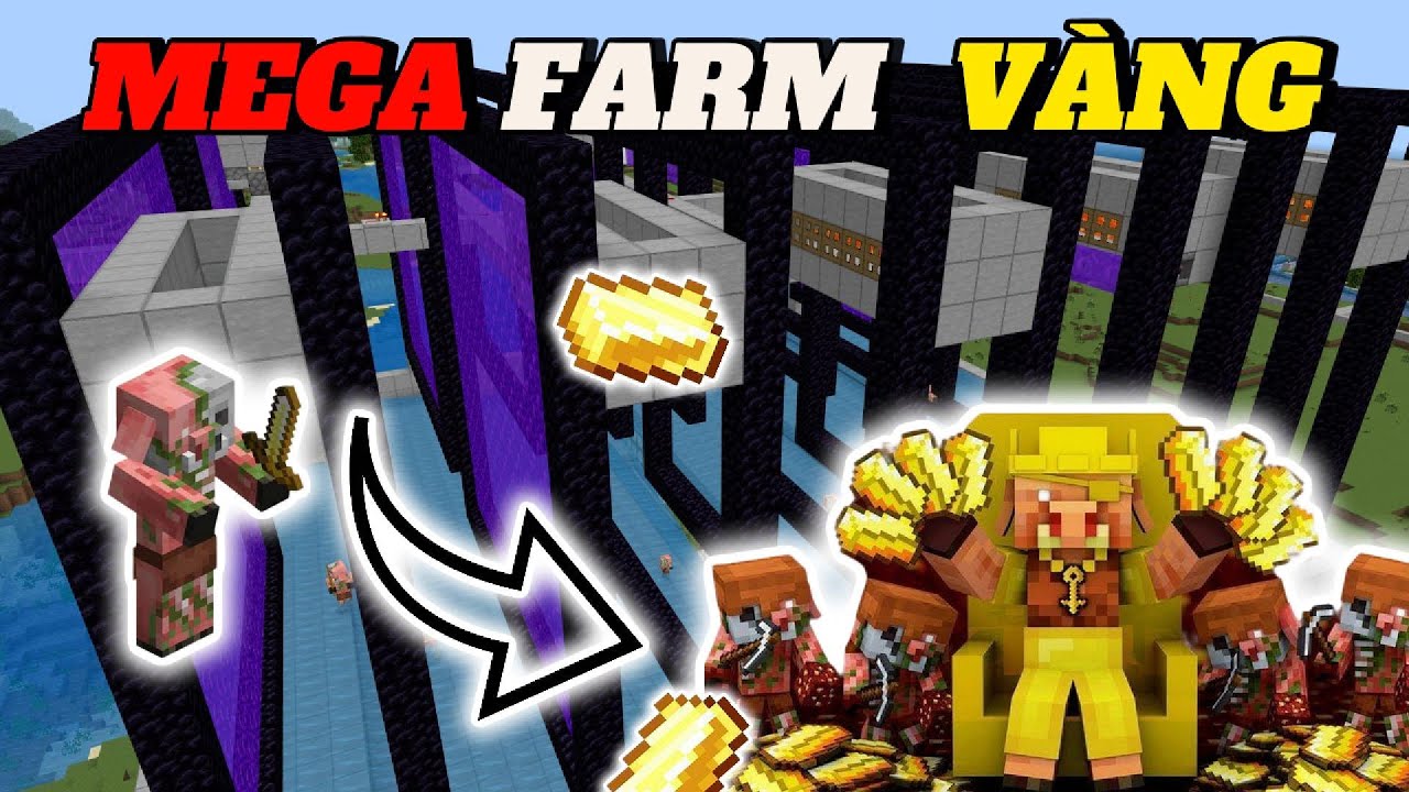 Hướng Dẫn Xây Máy MEGA Farm Vàng Minecraft Bedrock 1.21 - YouTube