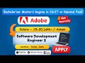 Adobe Off Campus Drive 2 to 5 YOE | Software Development Engineer 2 | Salary 20 LPA #job #experience