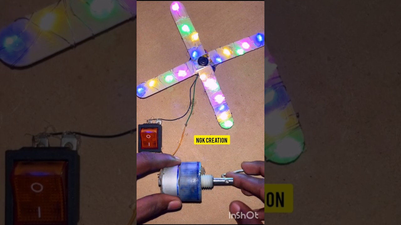 DIY Mini Generator Lights Up LED Fan ⚡🔋 | DC Motor Experiment #shorts