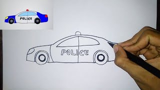Cara Menggambar Mobil Polisi Untuk Anak | How to draw police car for kids