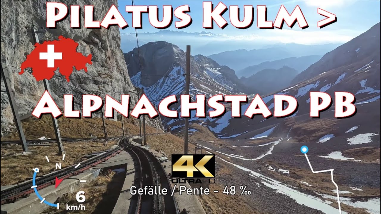 CABRIDE 4K 🇨🇭 Pilatus Kulm - Alpnachstad PB 🎢 Pilatusbahn / Die steilste Zahnradbahn der Welt 😎