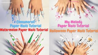 💅💅 [paperdiy] compilation Tutorial how to make paper nails 💅💅