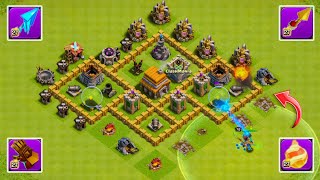 Heroes with Equipment attack Town Hall 5 Base! - Clash of Clans