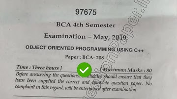 2019 Mdu BCA 4th Sem Object Oriented Programming Using C++ Question Paper